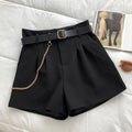 Women's Casual Woolen Shorts with Belt