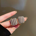 Plaid Heart Square Earrings for Women