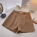 Women's Casual Woolen Shorts with Belt