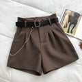 Women's Casual Woolen Shorts with Belt