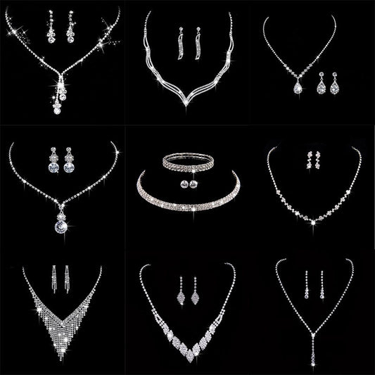 Fashion Crystal Bridal Jewelry Set - Rhinestone Necklace & Earring Set
