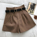 Women's Casual Woolen Shorts with Belt