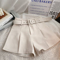 Women's Casual Woolen Shorts with Belt