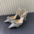 Glitter Crystal Ankle Strap Pumps for Women's Summer Parties