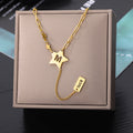 Stainless Steel Butterfly Moon Star Pendant Necklace for Women