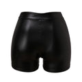 Women's Sexy Black Leather High-Waist Shorts