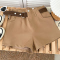 Women's Casual Woolen Shorts with Belt