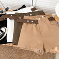 Women's Casual Woolen Shorts with Belt