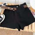 Women's Casual Woolen Shorts with Belt