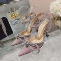 Glitter Crystal Ankle Strap Pumps for Women's Summer Parties