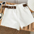 Women's Casual Woolen Shorts with Belt